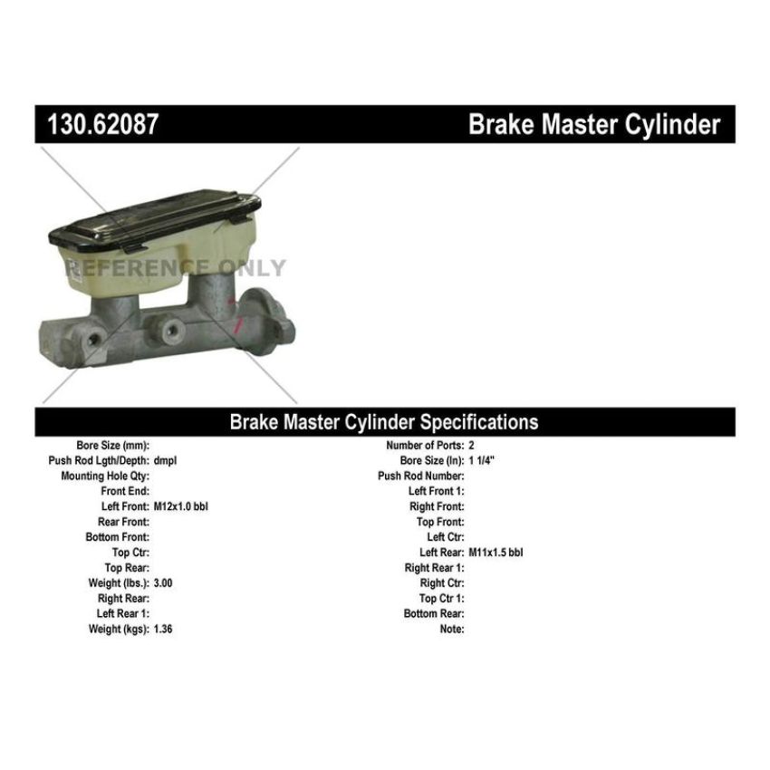 CENTRIC PARTS 130.62087 Centric Premium Brake Master Cylinder