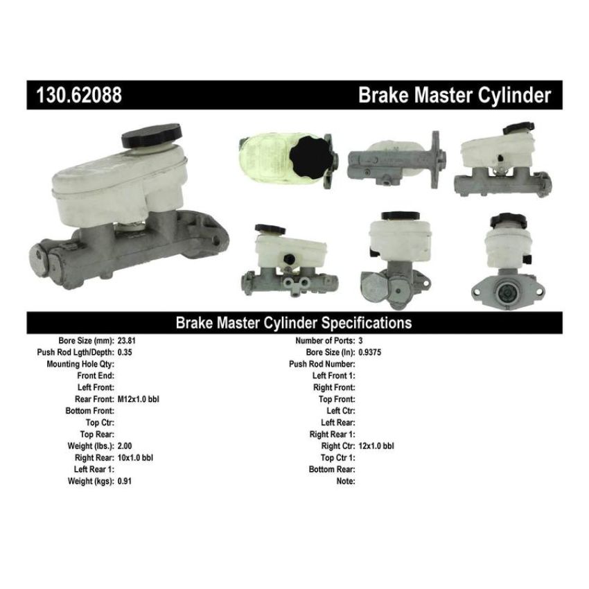 CENTRIC PARTS 130.62088 Centric Premium Brake Master Cylinder