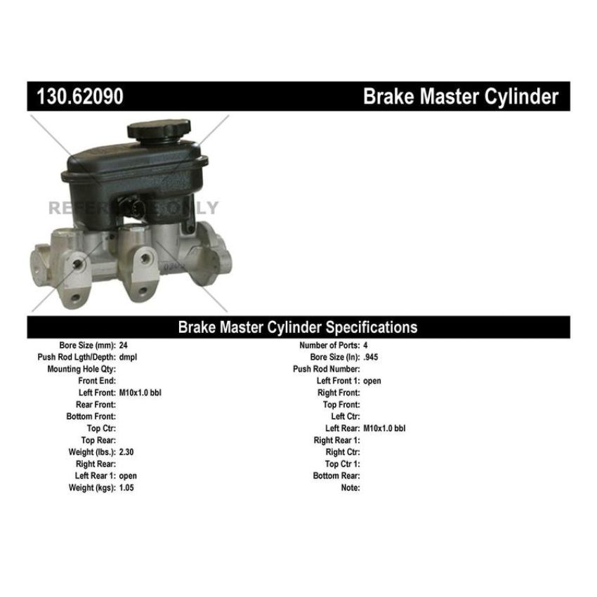 CENTRIC PARTS 130.62090 Centric Premium Brake Master Cylinder