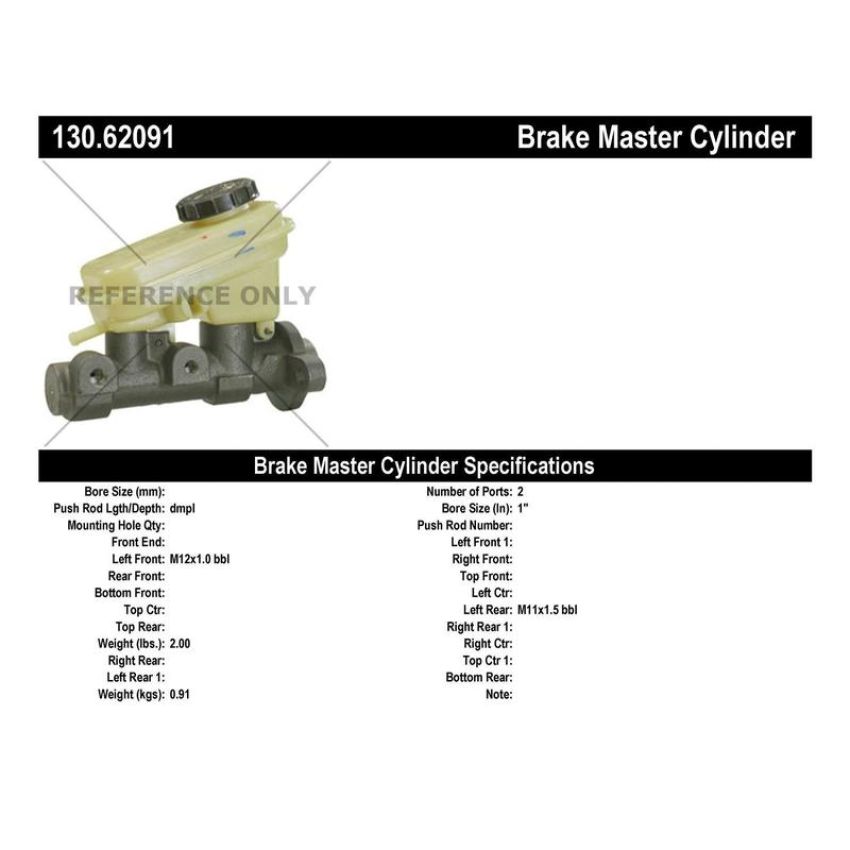 CENTRIC PARTS 130.62091 Centric Premium Brake Master Cylinder