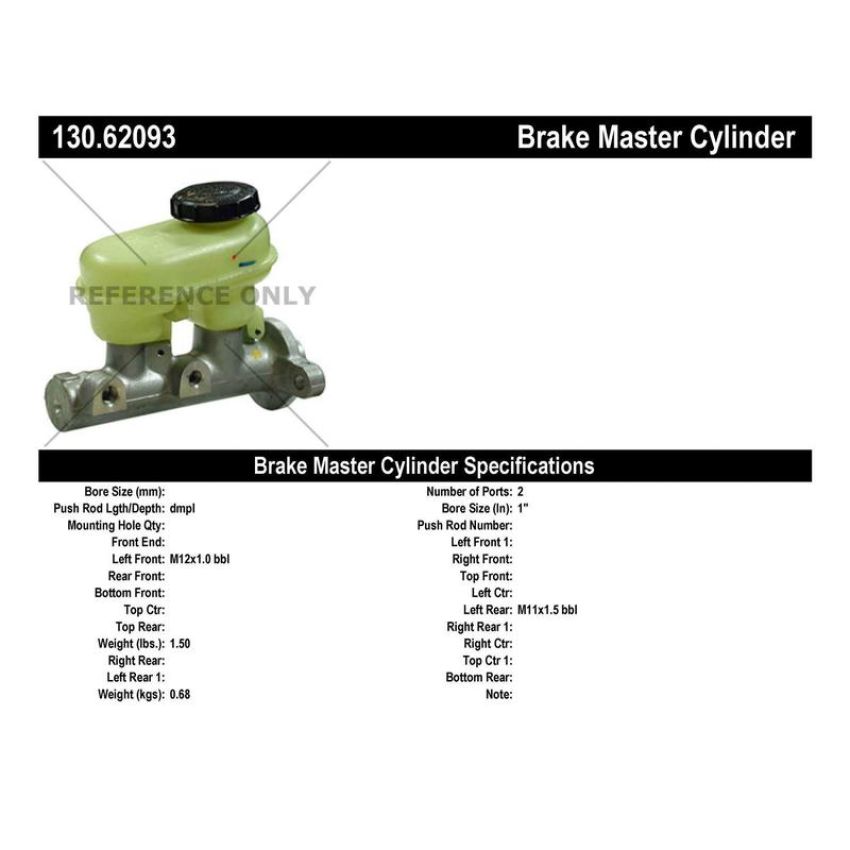 CENTRIC PARTS 130.62093 Centric Premium Brake Master Cylinder