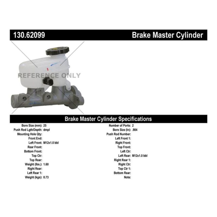 CENTRIC PARTS 130.62099 Centric Premium Brake Master Cylinder