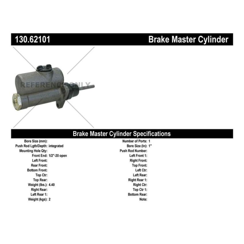 CENTRIC PARTS 130.62101 Centric Premium Brake Master Cylinder