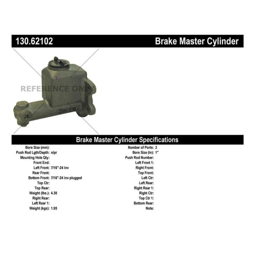 CENTRIC PARTS 130.62102 Centric Premium Brake Master Cylinder
