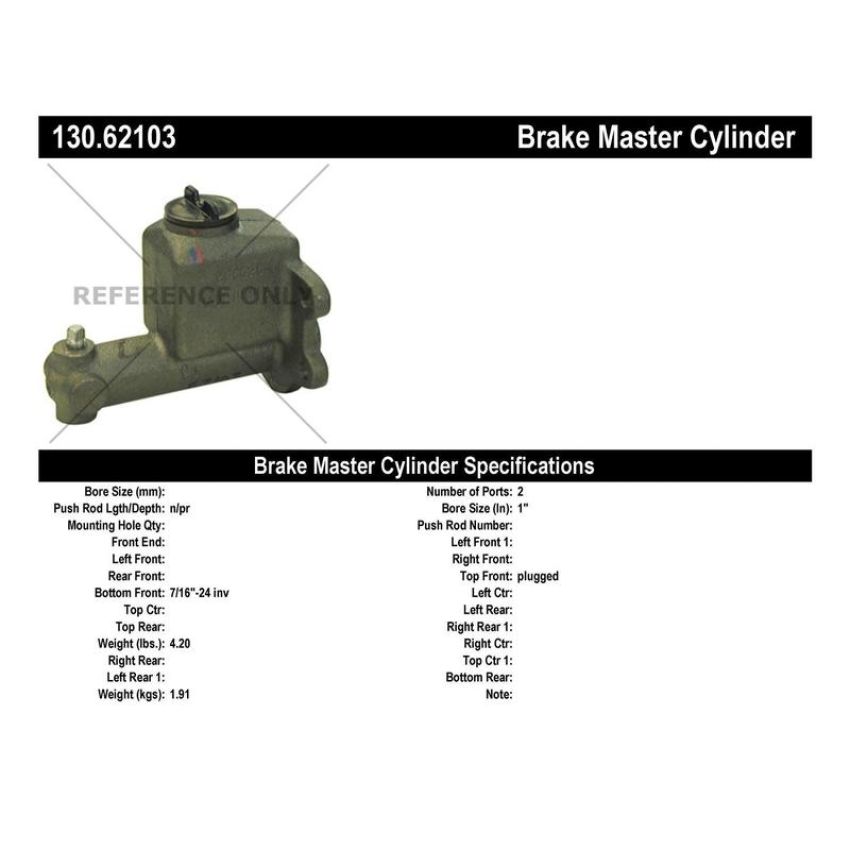 CENTRIC PARTS 130.62103 Centric Premium Brake Master Cylinder