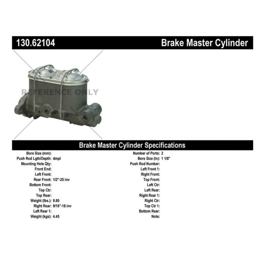 CENTRIC PARTS 130.62104 Centric Premium Brake Master Cylinder