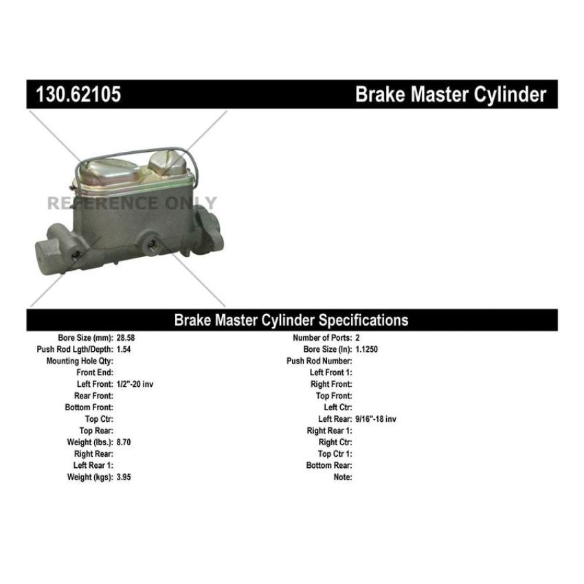 CENTRIC PARTS 130.62105 Centric Premium Brake Master Cylinder