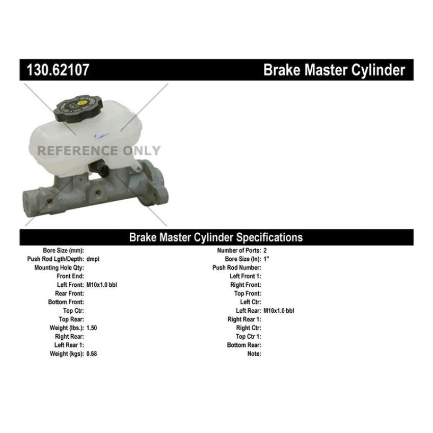 CENTRIC PARTS 130.62107 Centric Premium Brake Master Cylinder