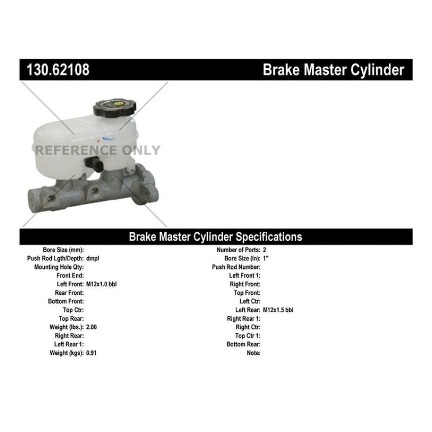 CENTRIC PARTS 130.62108 Centric Premium Brake Master Cylinder