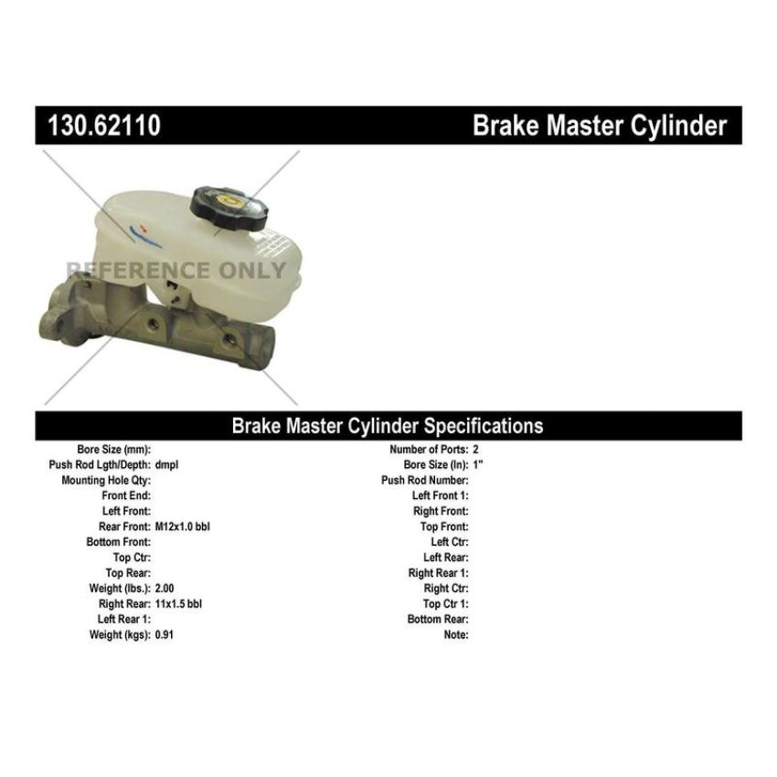 CENTRIC PARTS 130.62110 Centric Premium Brake Master Cylinder