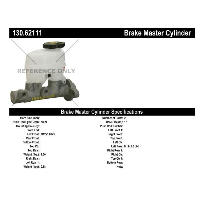 CENTRIC PARTS 130.62111 Centric Premium Brake Master Cylinder