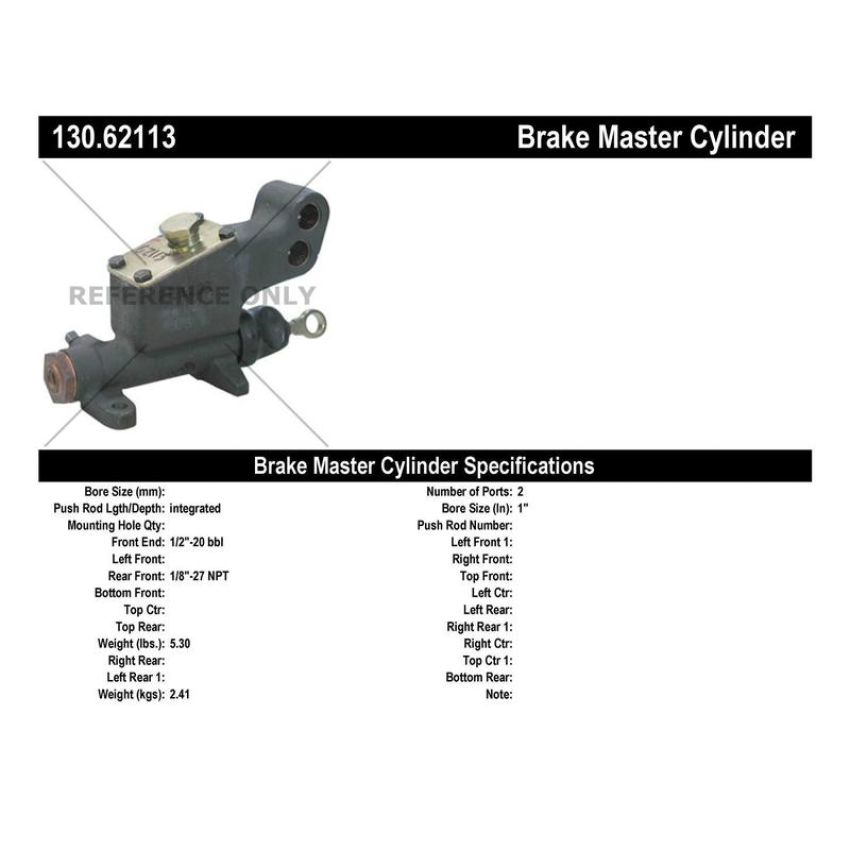 CENTRIC PARTS 130.62113 Centric Premium Brake Master Cylinder