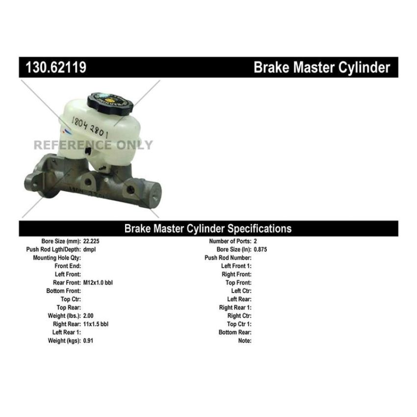 CENTRIC PARTS 130.62119 Centric Premium Brake Master Cylinder