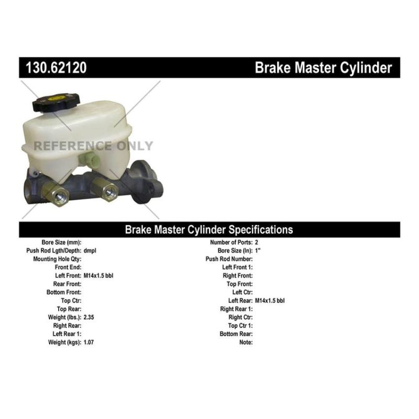 CENTRIC PARTS 130.62120 Centric Premium Brake Master Cylinder