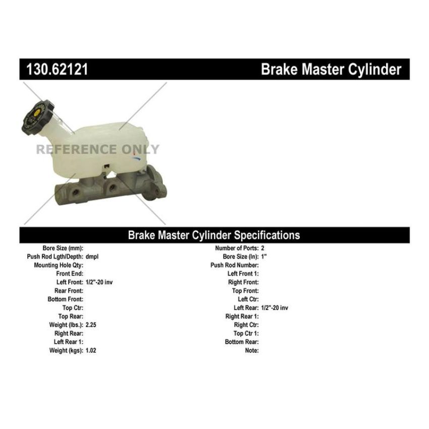 CENTRIC PARTS 130.62121 Centric Premium Brake Master Cylinder