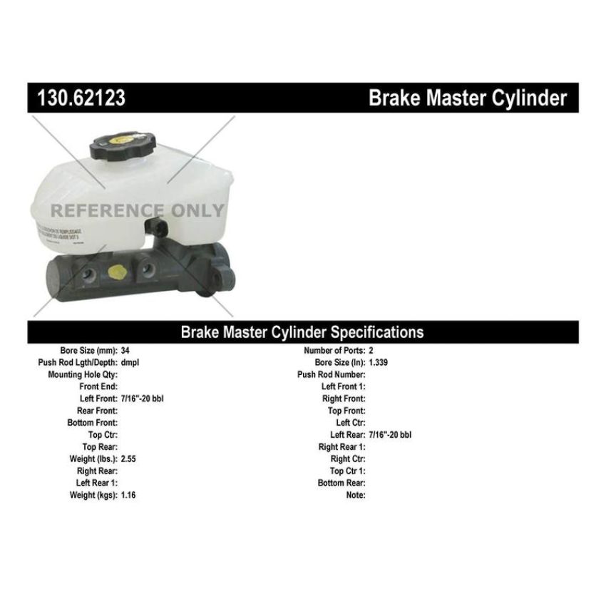 CENTRIC PARTS 130.62123 Centric Premium Brake Master Cylinder