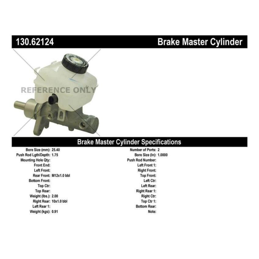 CENTRIC PARTS 130.62124 Centric Premium Brake Master Cylinder