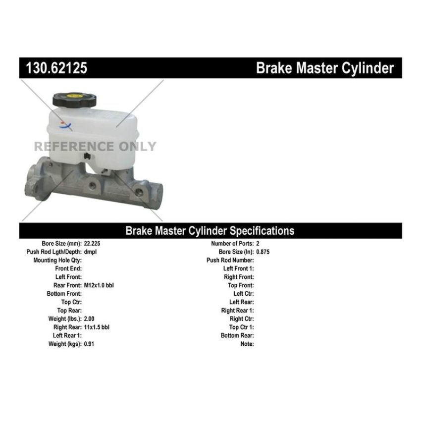 CENTRIC PARTS 130.62125 Centric Premium Brake Master Cylinder
