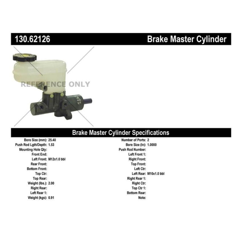 CENTRIC PARTS 130.62126 Centric Premium Brake Master Cylinder