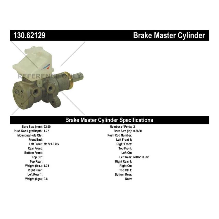 CENTRIC PARTS 130.62129 Centric Premium Brake Master Cylinder