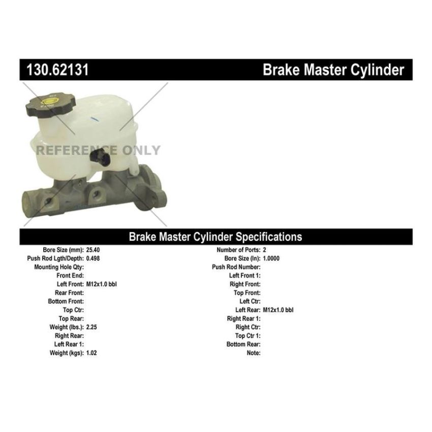 CENTRIC PARTS 130.62131 Centric Premium Brake Master Cylinder