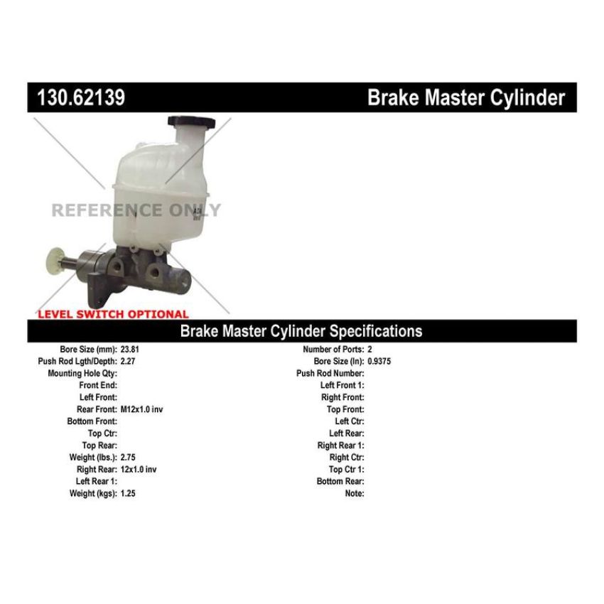 CENTRIC PARTS 130.62139 Centric Premium Brake Master Cylinder