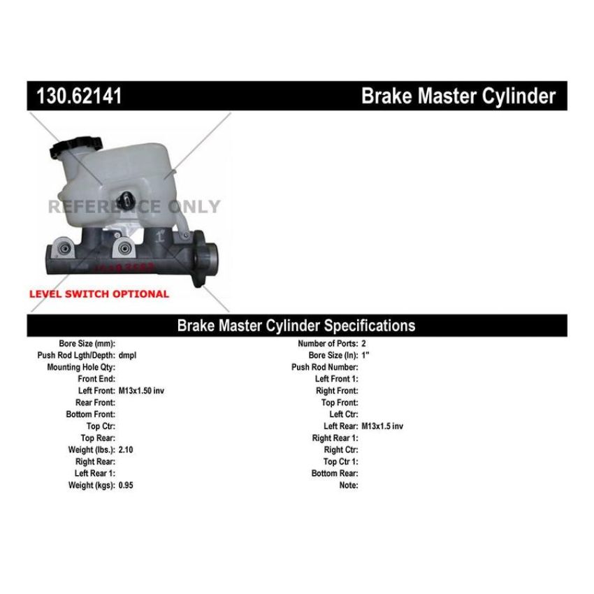 CENTRIC PARTS 130.62141 Centric Premium Brake Master Cylinder