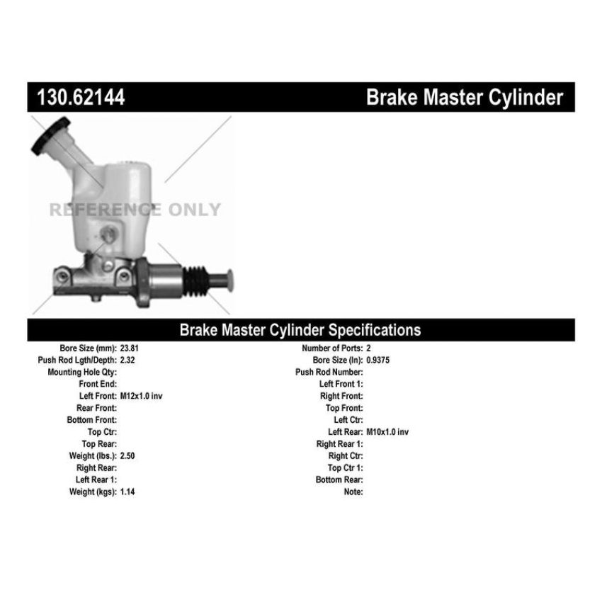 CENTRIC PARTS 130.62144 Centric Premium Brake Master Cylinder