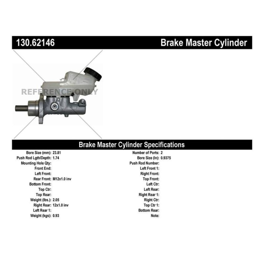 CENTRIC PARTS 130.62146 Centric Premium Brake Master Cylinder