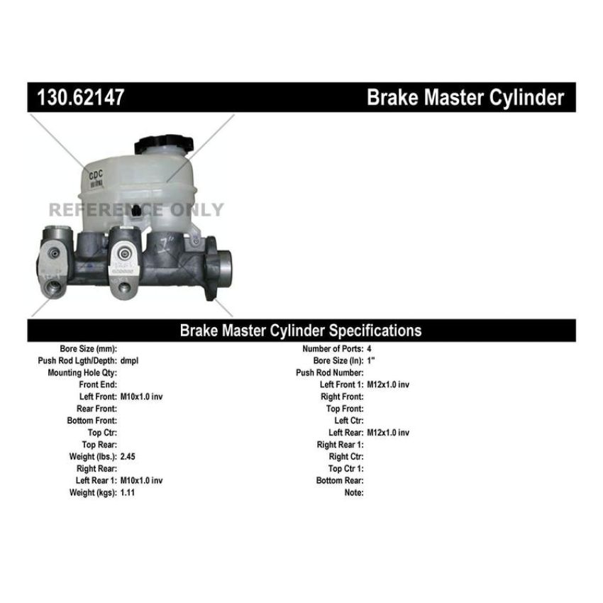 CENTRIC PARTS 130.62147 Centric Premium Brake Master Cylinder