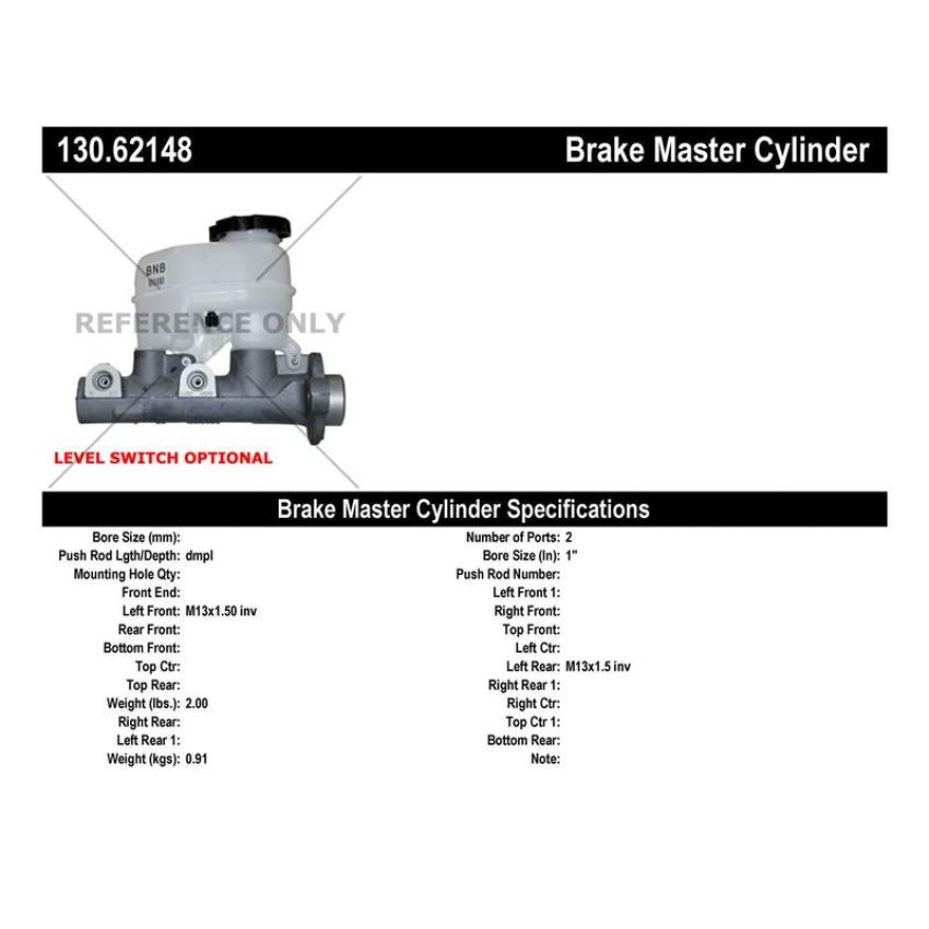 CENTRIC PARTS 130.62148 Centric Premium Brake Master Cylinder