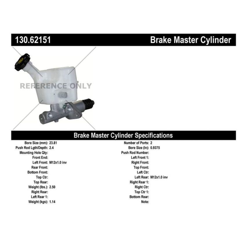 CENTRIC PARTS 130.62151 Centric Premium Brake Master Cylinder