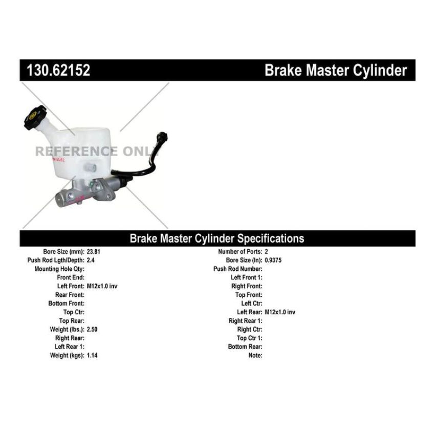 CENTRIC PARTS 130.62152 Centric Premium Brake Master Cylinder
