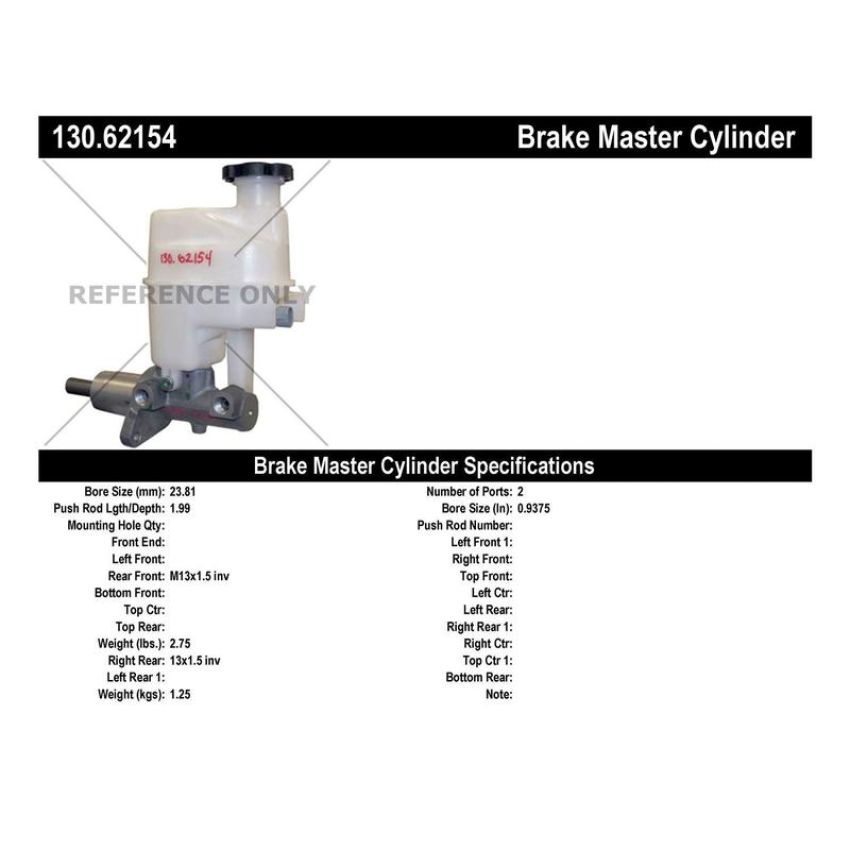 CENTRIC PARTS 130.62154 Centric Premium Brake Master Cylinder