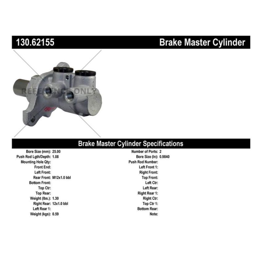 CENTRIC PARTS 130.62155 Centric Premium Brake Master Cylinder