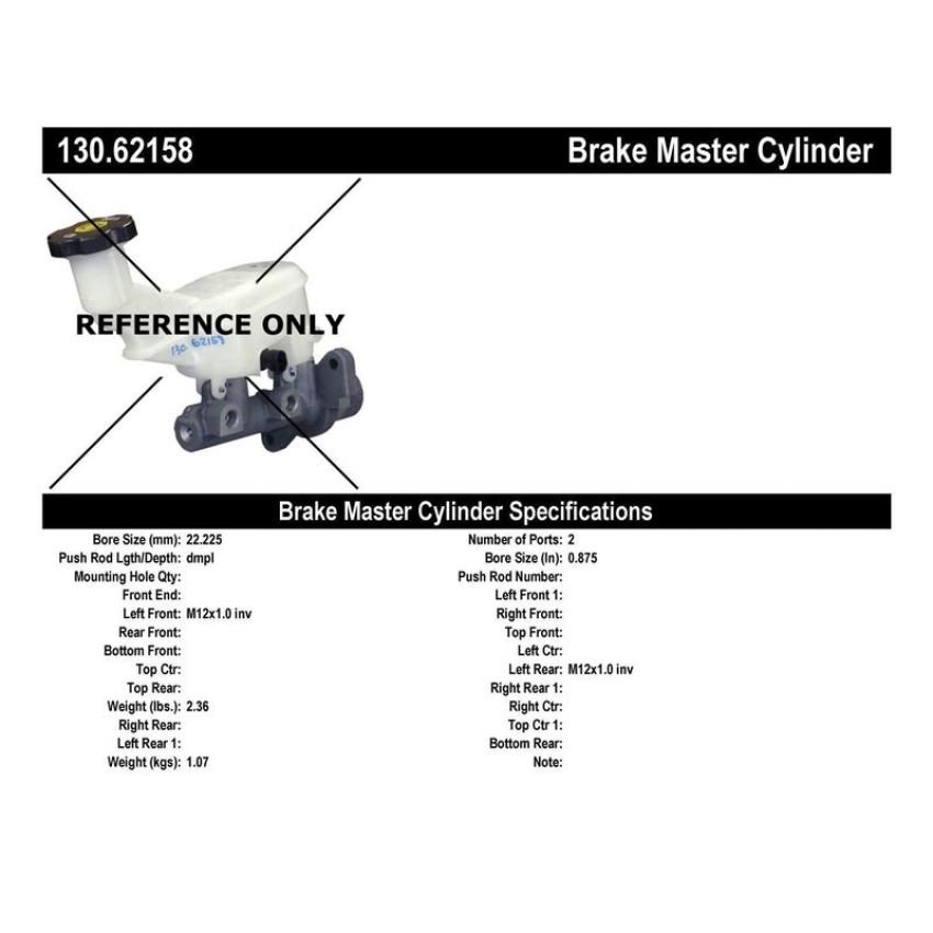 CENTRIC PARTS 130.62158 Centric Premium Brake Master Cylinder