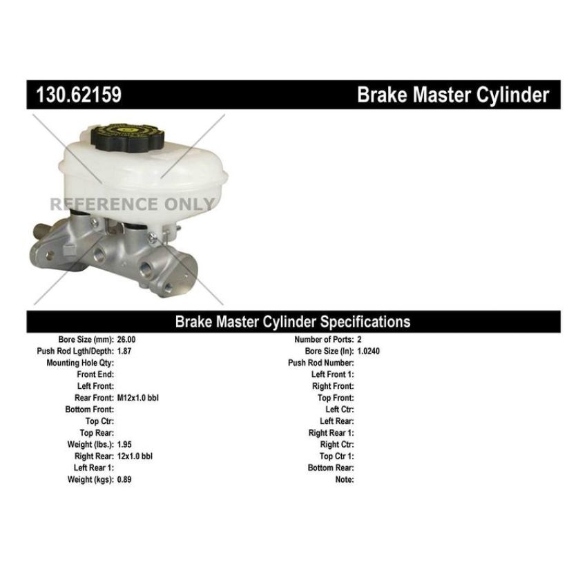 CENTRIC PARTS 130.62159 Centric Premium Brake Master Cylinder