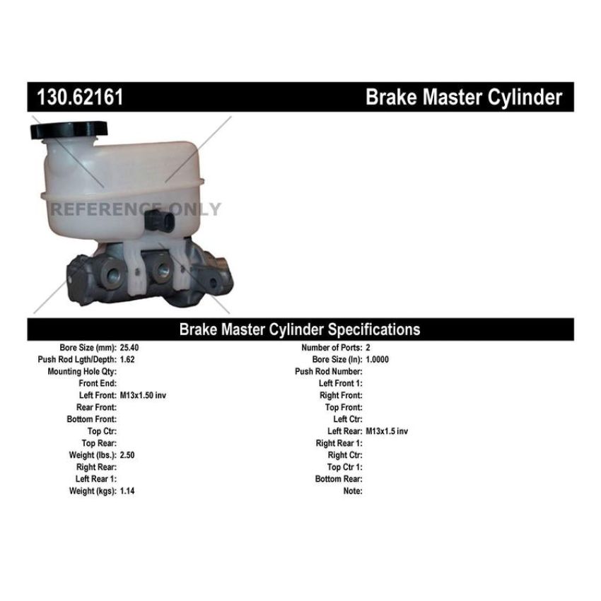 CENTRIC PARTS 130.62161 Centric Premium Brake Master Cylinder
