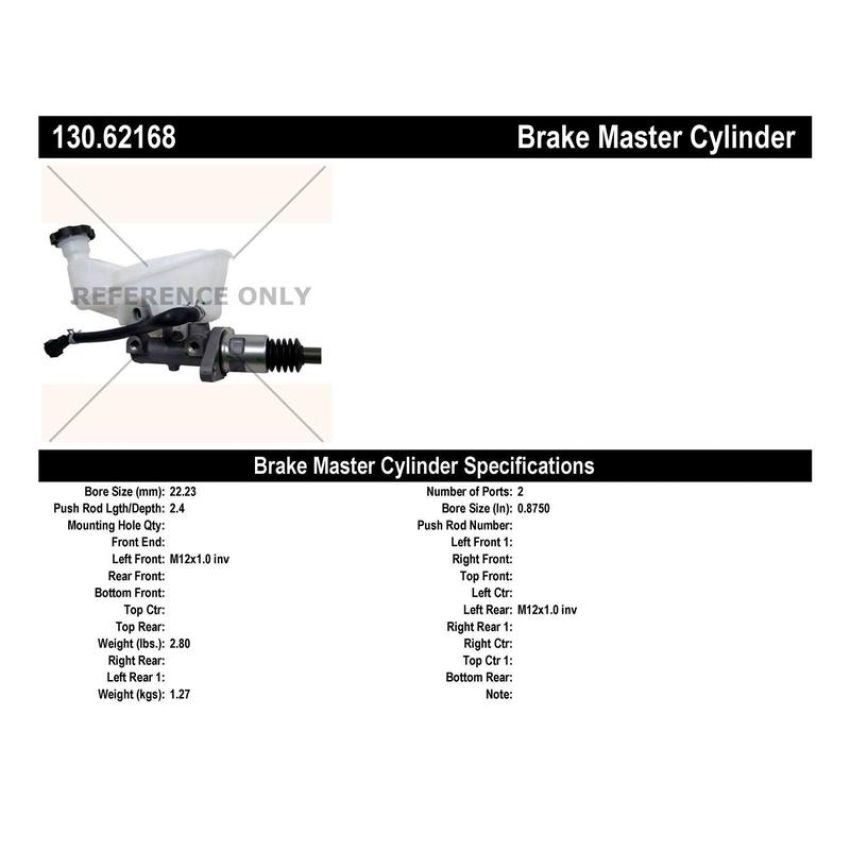 CENTRIC PARTS 130.62168 Centric Premium Brake Master Cylinder