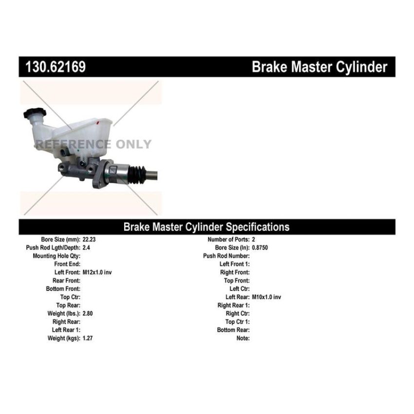 CENTRIC PARTS 130.62169 Centric Premium Brake Master Cylinder