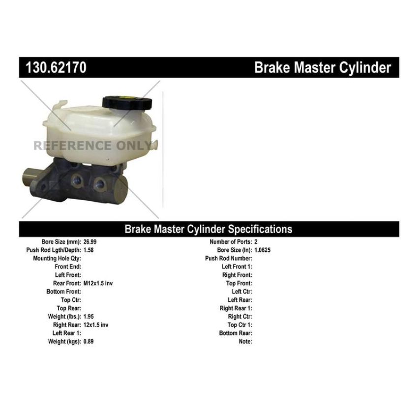CENTRIC PARTS 130.62170 Centric Premium Brake Master Cylinder