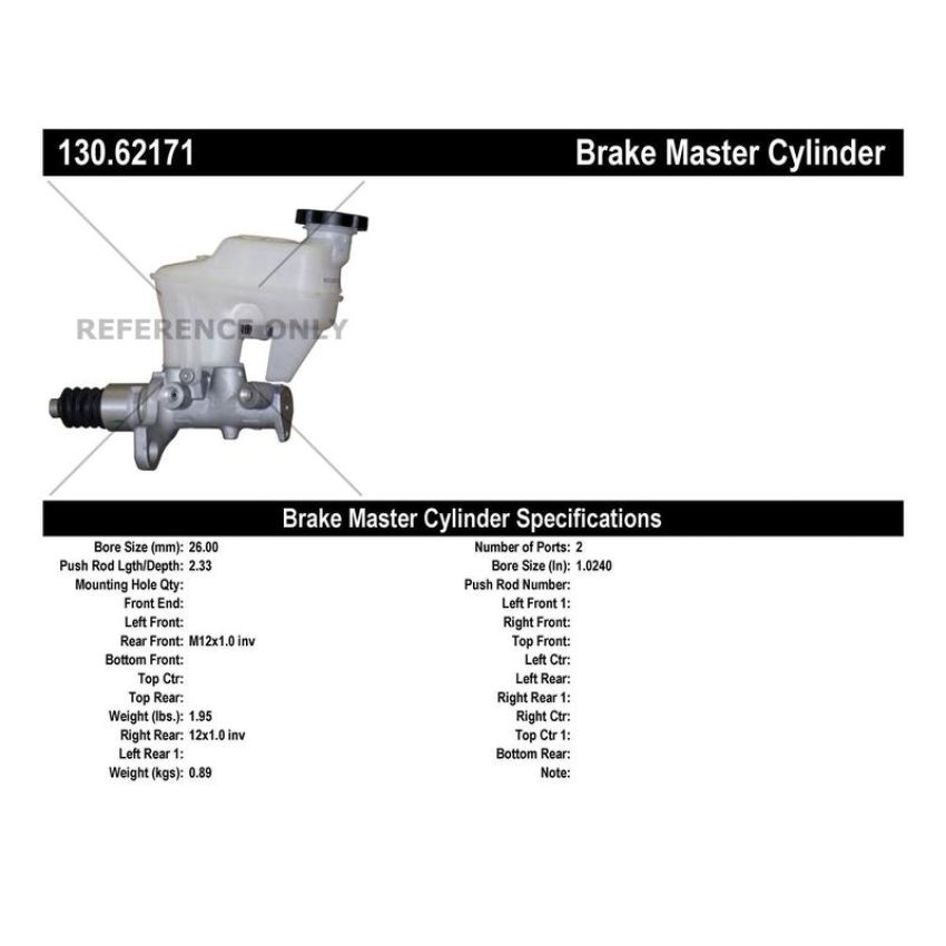 CENTRIC PARTS 130.62171 Centric Premium Brake Master Cylinder