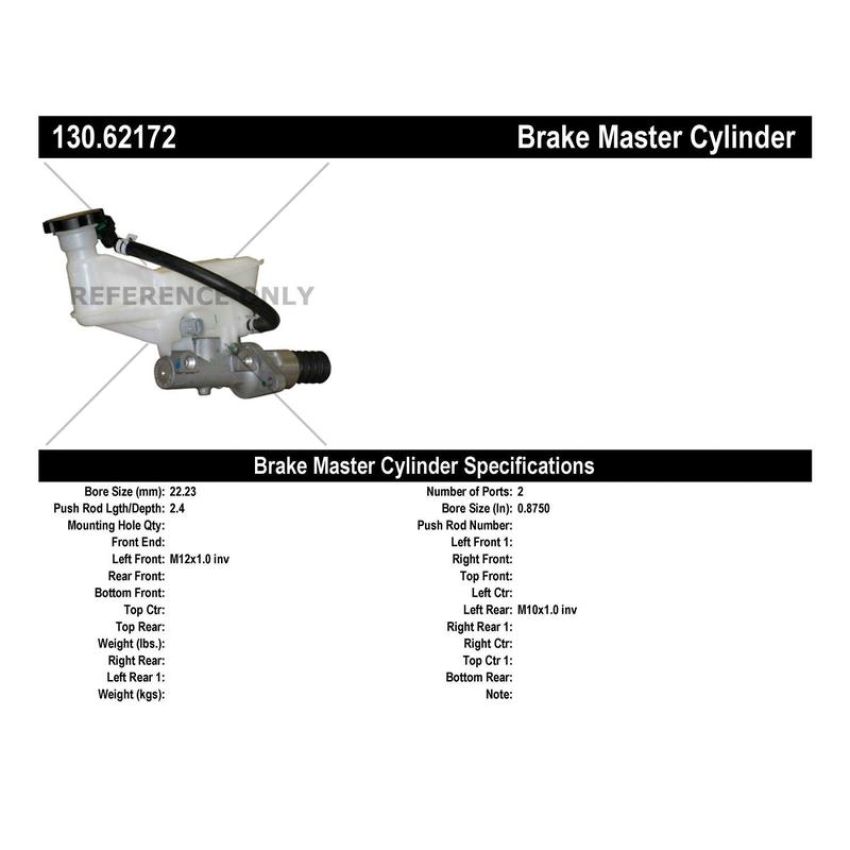 CENTRIC PARTS 130.62172 Centric Premium Brake Master Cylinder