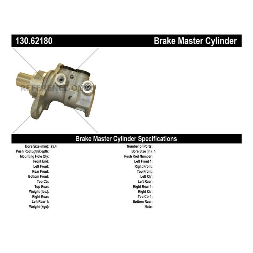 CENTRIC PARTS 130.62180 Centric Premium Brake Master Cylinder