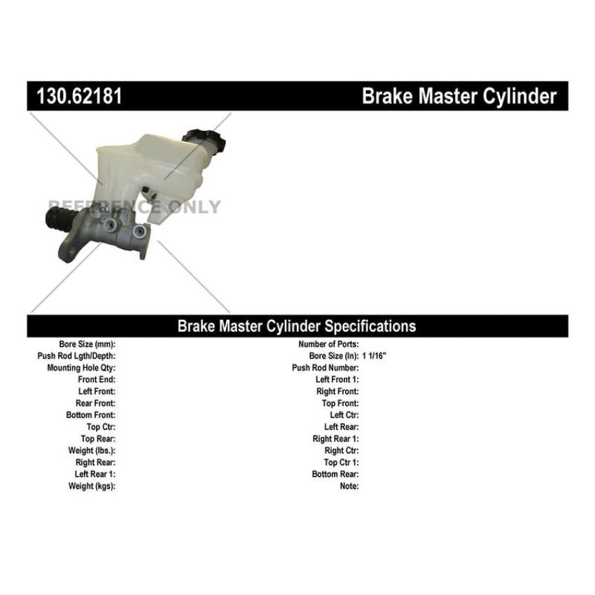 CENTRIC PARTS 130.62181 Centric Premium Brake Master Cylinder