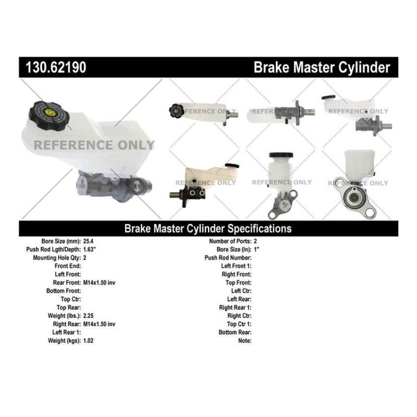 CENTRIC PARTS 130.62190 Centric Premium Brake Master Cylinder