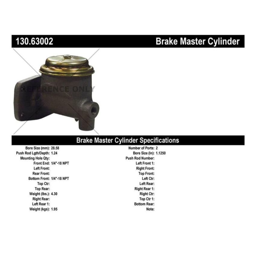 CENTRIC PARTS 130.63002 Centric Premium Brake Master Cylinder