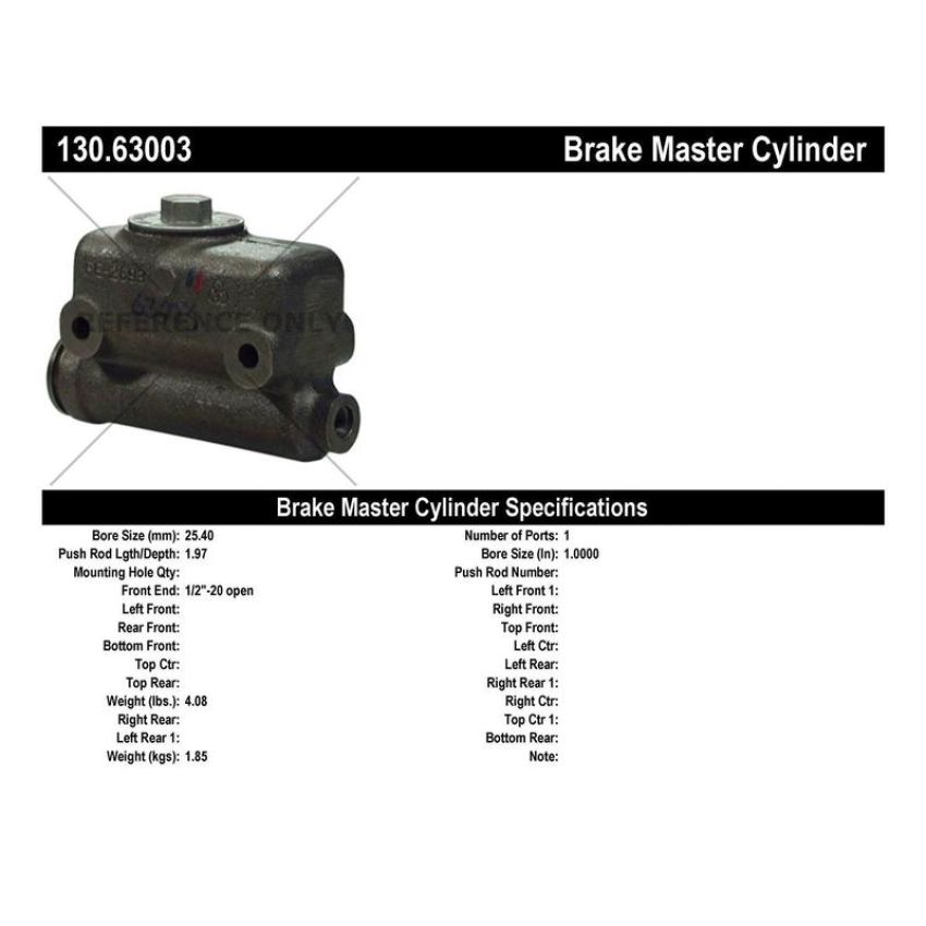 CENTRIC PARTS 130.63003 Centric Premium Brake Master Cylinder