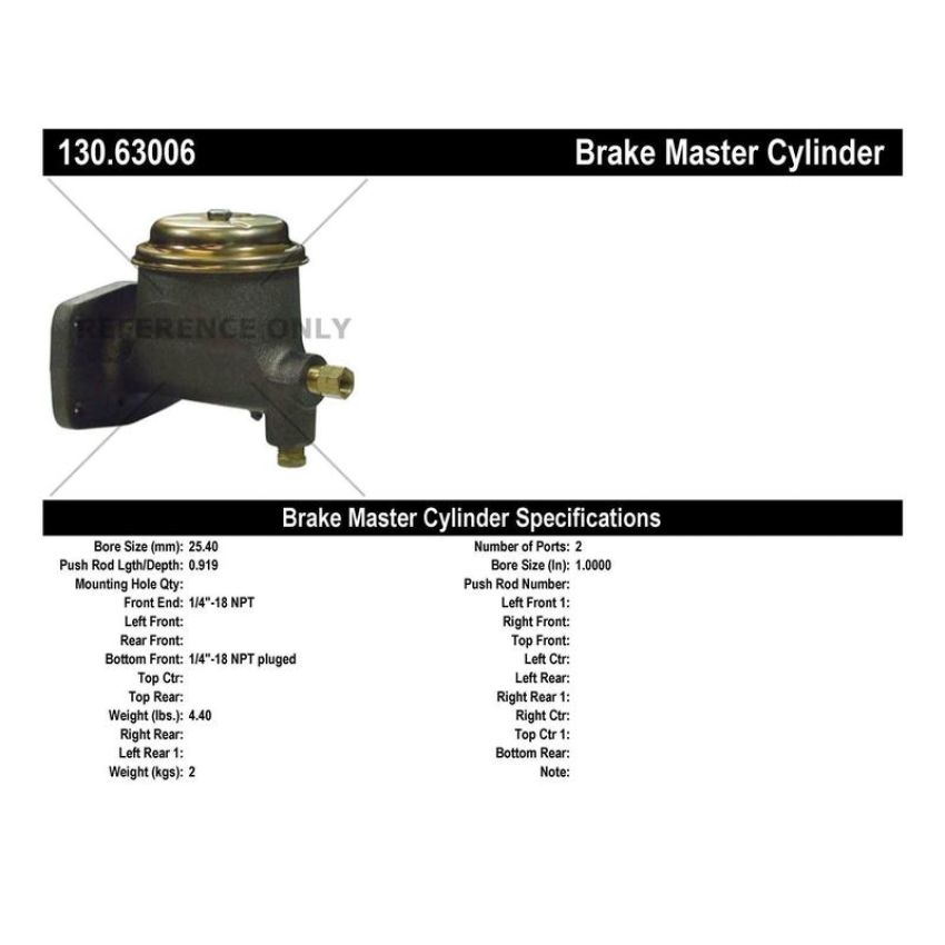 CENTRIC PARTS 130.63006 Centric Premium Brake Master Cylinder