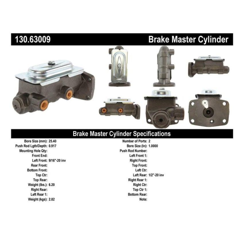 CENTRIC PARTS 130.63009 Centric Premium Brake Master Cylinder